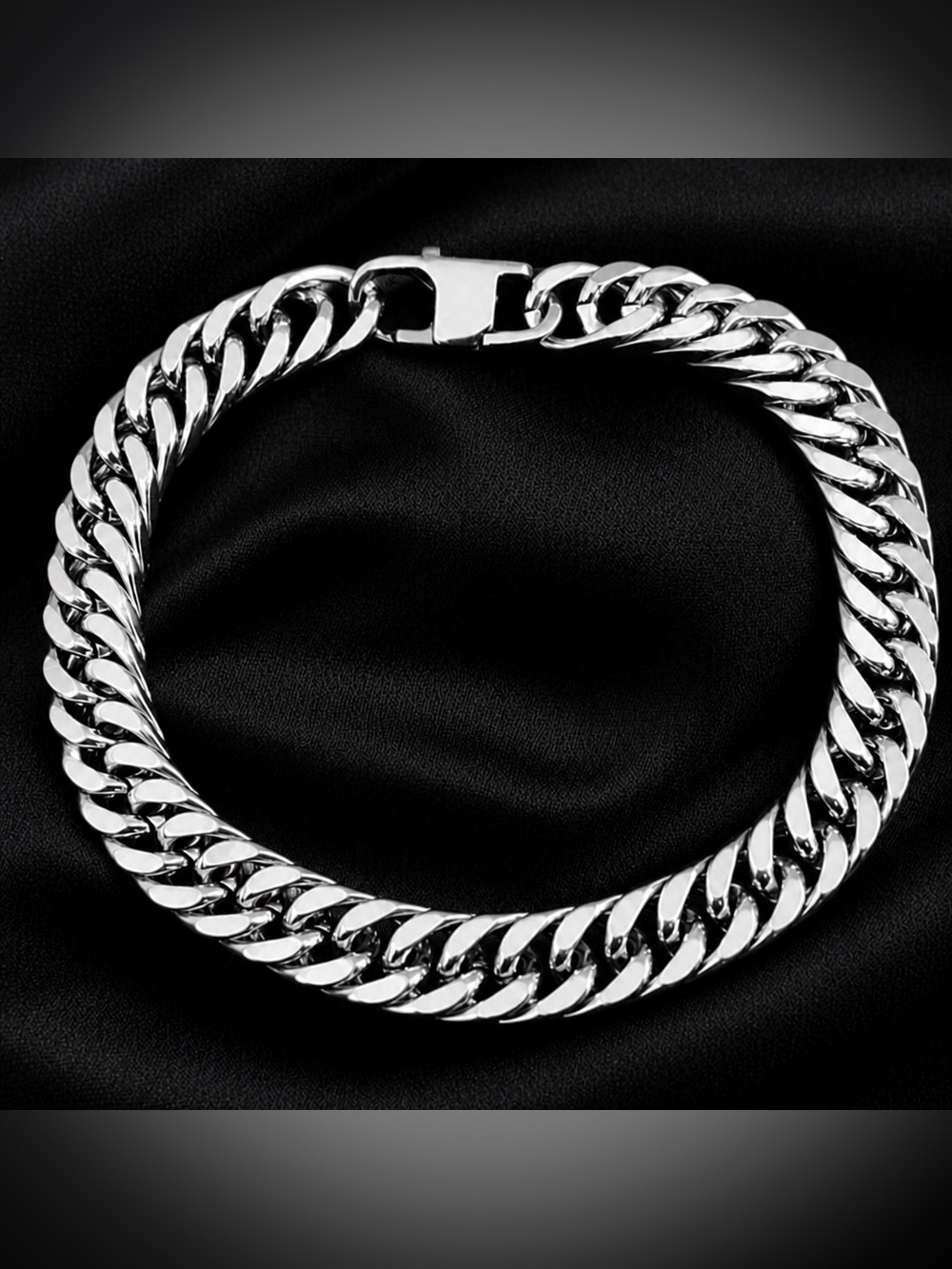 Stainless Steel curb 7.5 inches long and 8mm width bracelet - Silver